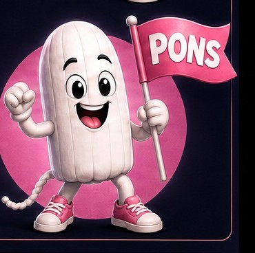 PONS holding a PONS flag